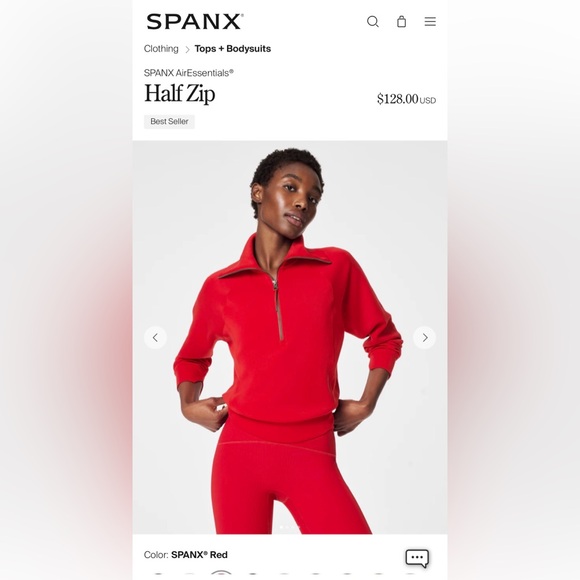 54. SPANX Bright Red Half-Zip Pullover - Picture 6 of 6